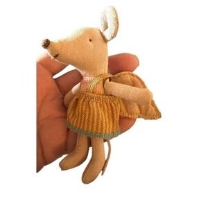 Maileg Guardian Angel Mouse Little Sister Tan Gold Wings Doll Plush